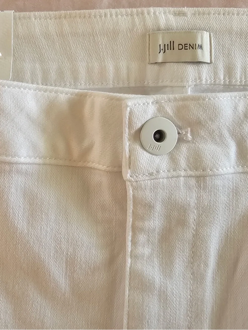 J. Jill White Denim Button-Front Wide Leg Crop
